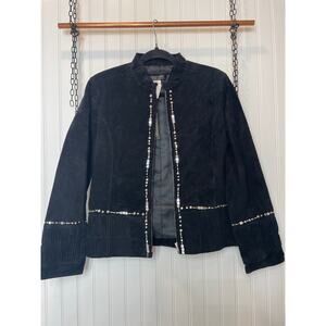 NWT Vintage Nancy Bolen City Girl Black Suede Full Zip Jacket Size S